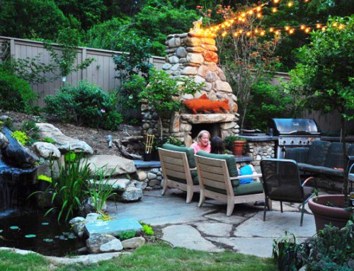 Backyard Fire place and deck