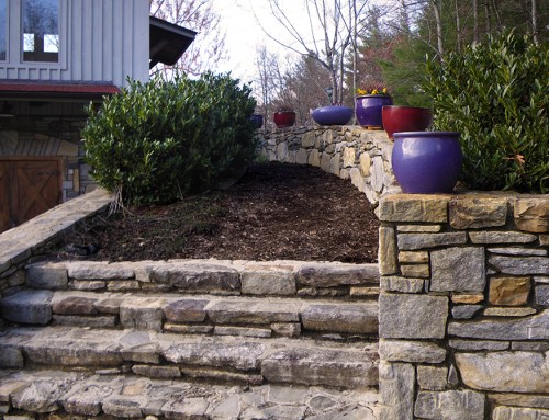 stone stairs and wall